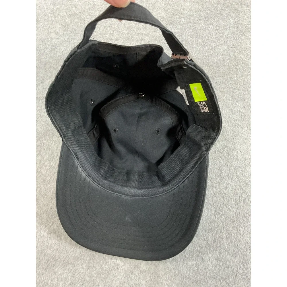Nike Heritage 86 Adjustable Hat Black Metallic Swoosh Logo Cap One Size